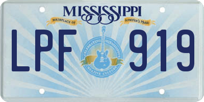 MS license plate LPF919