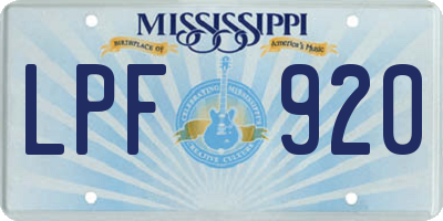 MS license plate LPF920