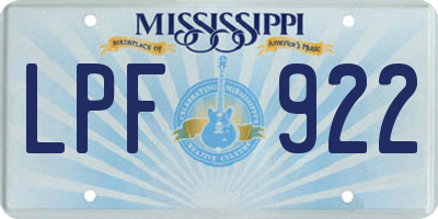 MS license plate LPF922