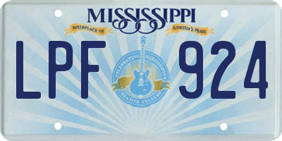 MS license plate LPF924