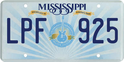 MS license plate LPF925