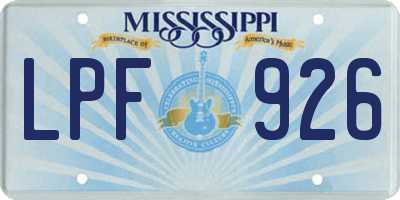 MS license plate LPF926
