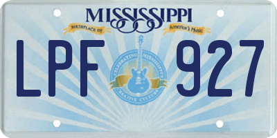 MS license plate LPF927