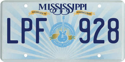 MS license plate LPF928