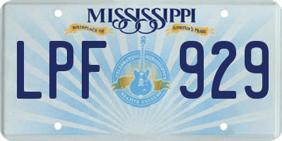 MS license plate LPF929