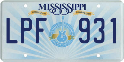 MS license plate LPF931