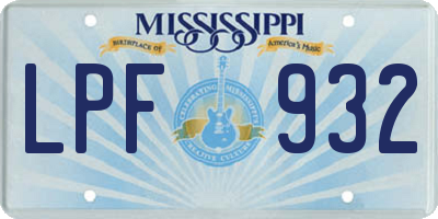 MS license plate LPF932