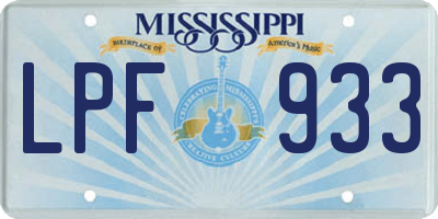 MS license plate LPF933
