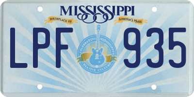 MS license plate LPF935