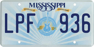 MS license plate LPF936