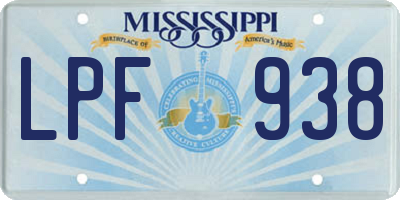 MS license plate LPF938