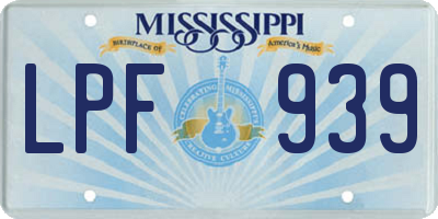 MS license plate LPF939