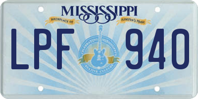 MS license plate LPF940