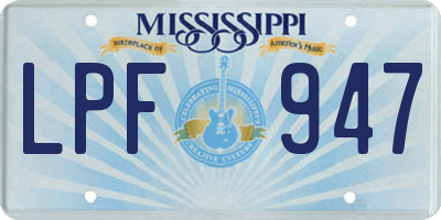 MS license plate LPF947