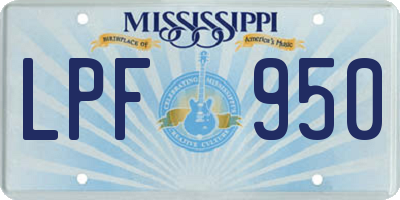 MS license plate LPF950