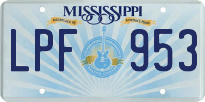 MS license plate LPF953