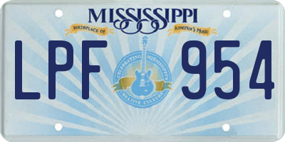 MS license plate LPF954