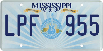 MS license plate LPF955