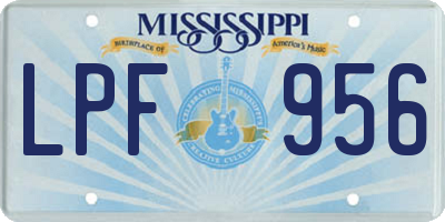 MS license plate LPF956