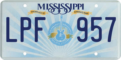 MS license plate LPF957