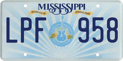 MS license plate LPF958