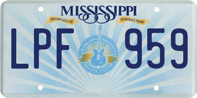 MS license plate LPF959