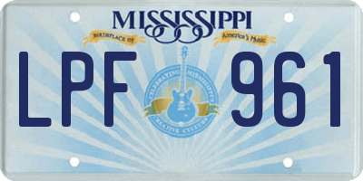 MS license plate LPF961