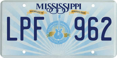 MS license plate LPF962