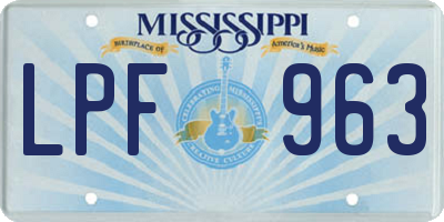 MS license plate LPF963