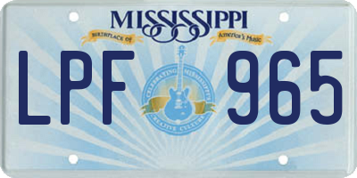 MS license plate LPF965