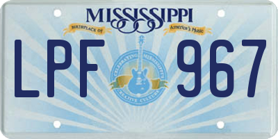 MS license plate LPF967