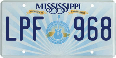 MS license plate LPF968