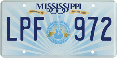 MS license plate LPF972