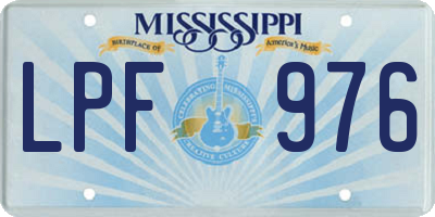 MS license plate LPF976