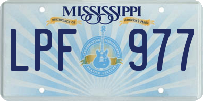 MS license plate LPF977