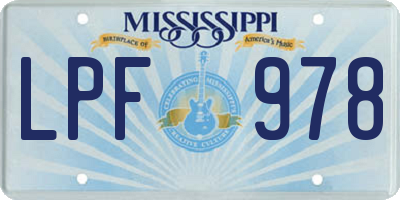 MS license plate LPF978