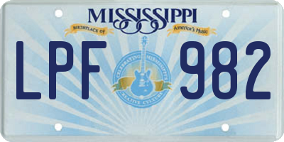 MS license plate LPF982