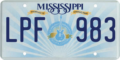 MS license plate LPF983