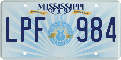 MS license plate LPF984