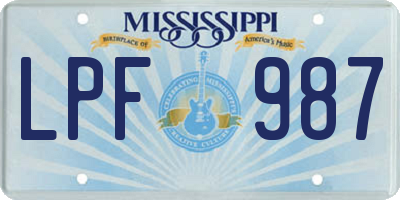 MS license plate LPF987