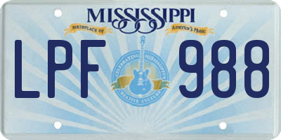 MS license plate LPF988