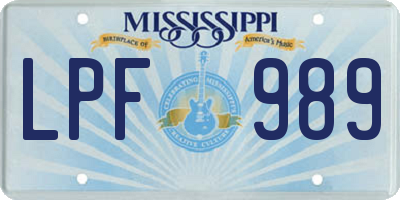 MS license plate LPF989