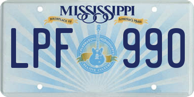 MS license plate LPF990