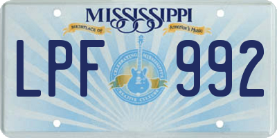 MS license plate LPF992