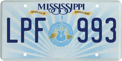 MS license plate LPF993