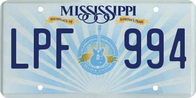 MS license plate LPF994