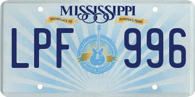 MS license plate LPF996