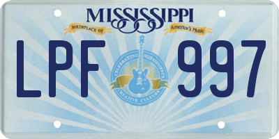 MS license plate LPF997