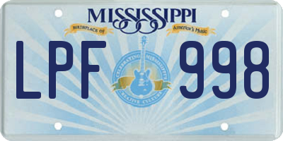 MS license plate LPF998