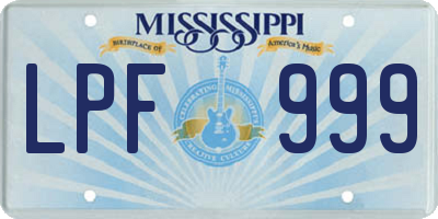 MS license plate LPF999
